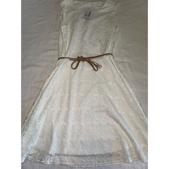 The Children's Place Girls' Bow Back Lace Dress White XL (16) Formal Knee Length - Picture 1 of 3